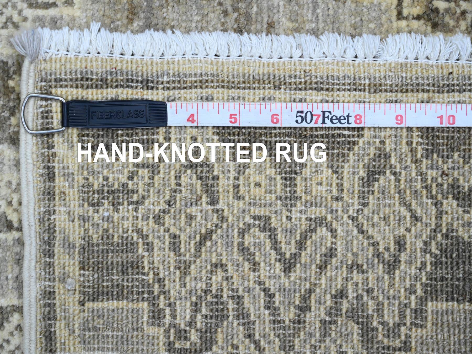 Tribal & Geometric hand-knotted wool runner in Gray, 3'11" x 11'9" — SKU O020823 (view 6)