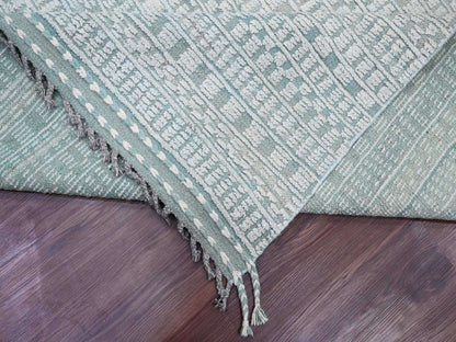 Green 9'7" x 14'3" Tribal Hand knotted Wool Rug - Sku: O020830