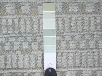 Green 9'7" x 14'3" Tribal Hand knotted Wool Rug - Sku: O020830