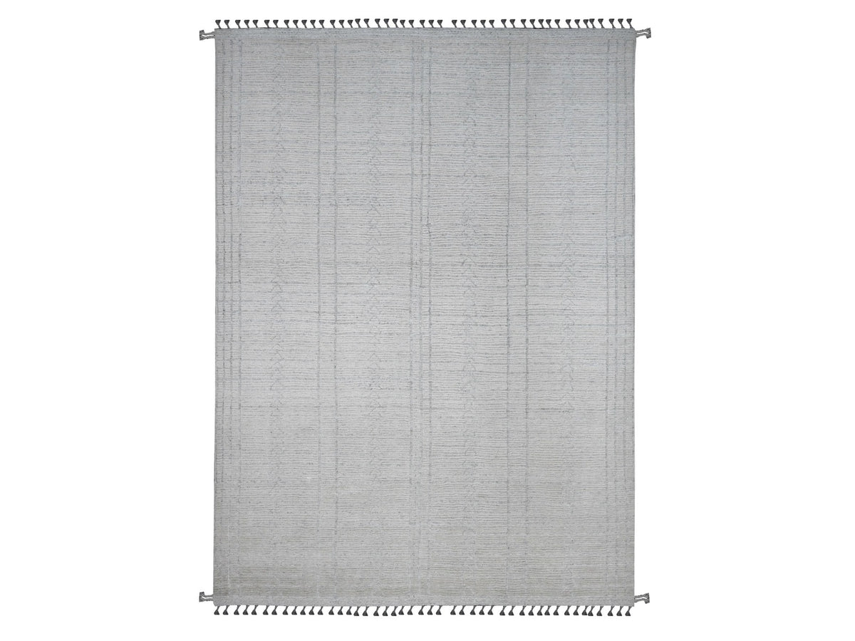 Tribal & Geometric hand-knotted wool rug in Ivory, 8'10" x 12'2" — SKU O020831