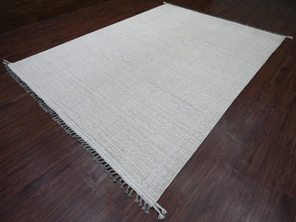 Tribal & Geometric hand-knotted wool rug in Ivory, 8'10" x 12'2" — SKU O020831 (view 3)