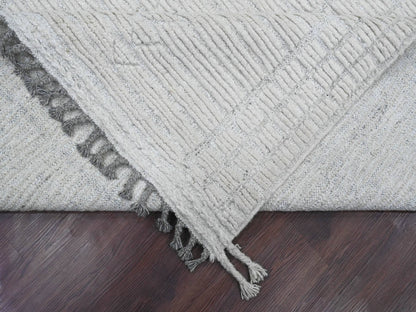 Tribal & Geometric hand-knotted wool rug in Ivory, 8'10" x 12'2" — SKU O020831 (view 6)