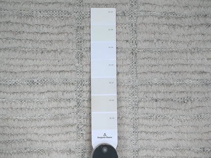 Tribal & Geometric hand-knotted wool rug in Ivory, 8'10" x 12'2" — SKU O020831 (view 7)
