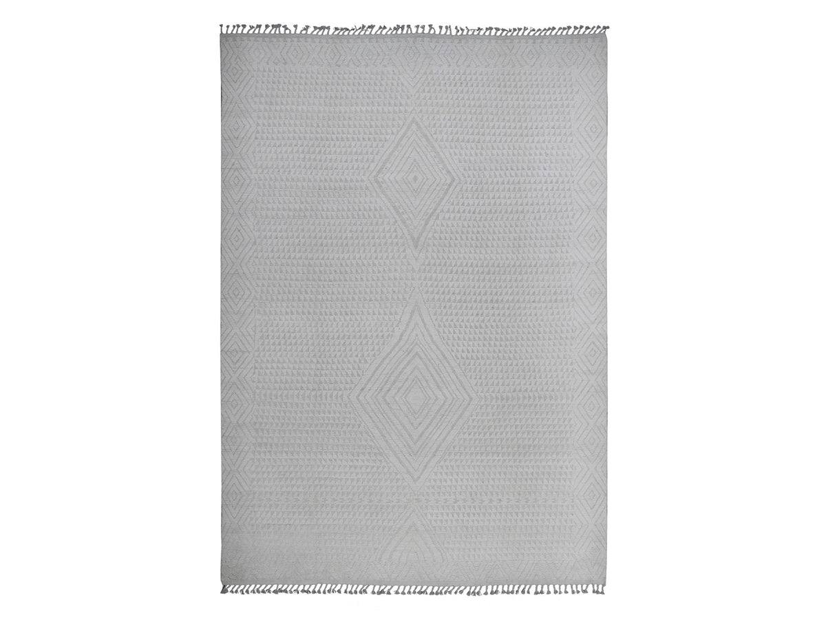 Tribal & Geometric hand-knotted wool rug in Ivory, 8'10" x 12'8" — SKU O020833