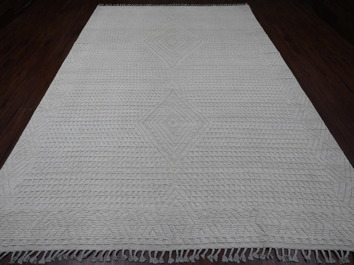 Tribal & Geometric hand-knotted wool rug in Ivory, 8'10" x 12'8" — SKU O020833 (view 2)
