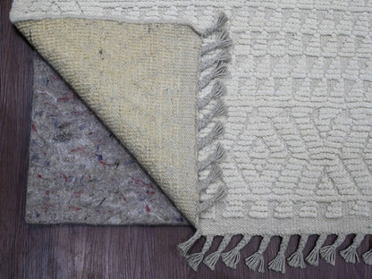 Tribal & Geometric hand-knotted wool rug in Ivory, 8'10" x 12'8" — SKU O020833 (view 4)