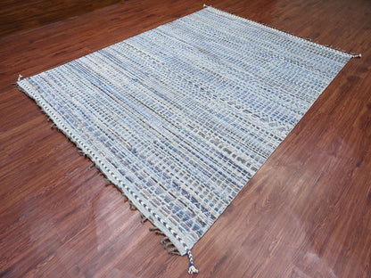 Blue 8'1" x 10'8" Tribal & Geometric Hand knotted Wool Rug - Sku: O020834
