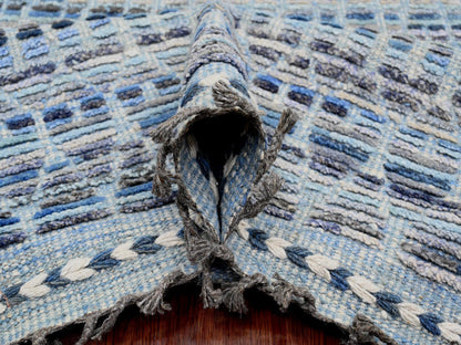 Blue 8'1" x 10'8" Tribal & Geometric Hand knotted Wool Rug - Sku: O020834