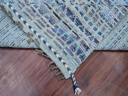 Blue 8'1" x 10'8" Tribal & Geometric Hand knotted Wool Rug - Sku: O020834