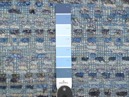 Tribal & Geometric hand-knotted wool rug in Blue, 8'1" x 10'8" — SKU O020834 (view 7)