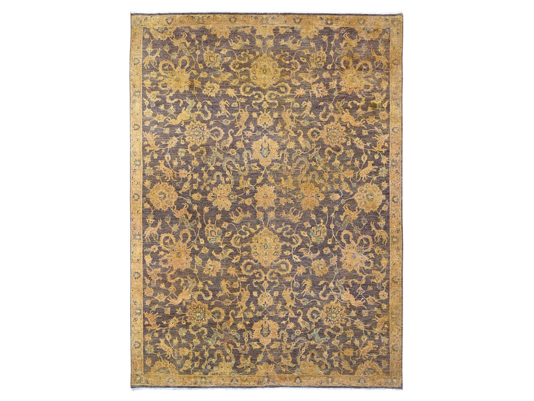 Mahal Vintage hand-knotted wool rug in Overdyed & Brown, 8'6" x 11'10" — SKU O020837