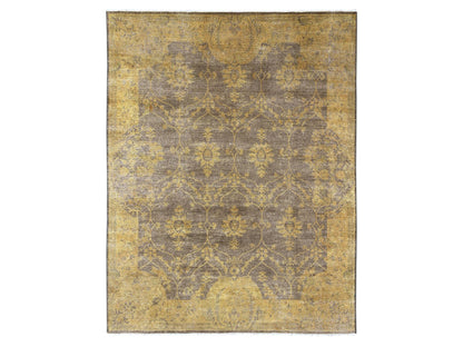 Mahal Tribal & Geometric hand-knotted wool rug in Overdyed & Brown, 7'10" x 10'1" — SKU O020838