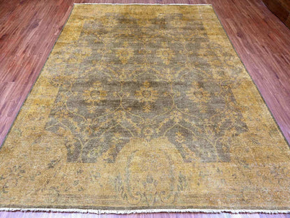 Mahal Tribal & Geometric hand-knotted wool rug in Overdyed & Brown, 7'10" x 10'1" — SKU O020838 (view 2)