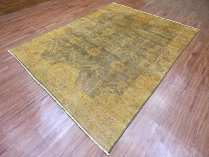 Mahal Tribal & Geometric hand-knotted wool rug in Overdyed & Brown, 7'10" x 10'1" — SKU O020838 (view 3)