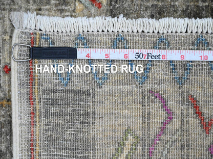 Tribal & Geometric hand-knotted wool rug in Gray, 5'8" x 8'10" — SKU O020848 (view 6)