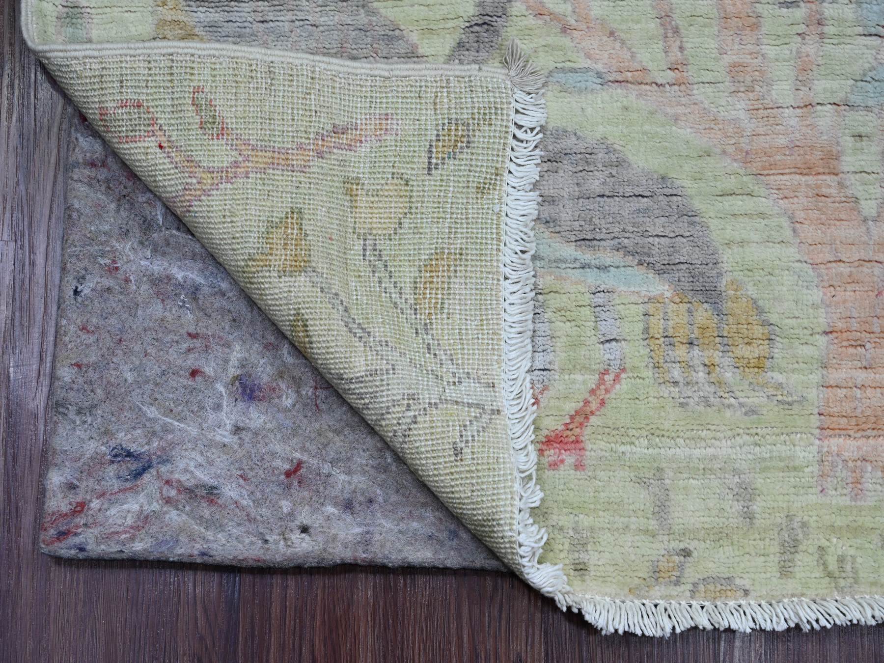Green 2'6" x 11'4" Oushak / Peshawar Hand knotted Wool Rug - Sku: O020854