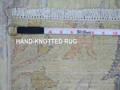 Green 2'6" x 11'4" Oushak / Peshawar Hand knotted Wool Rug - Sku: O020854