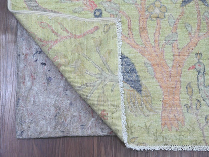 Green 2'5" x 9'9" Oushak / Peshawar Hand knotted Wool Rug - Sku: O020856