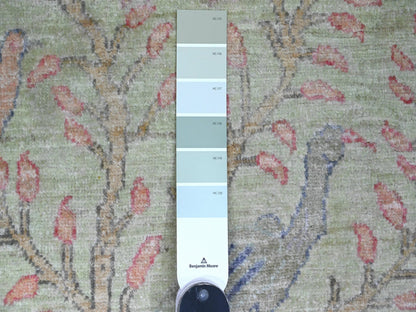 Green 2'5" x 9'9" Oushak / Peshawar Hand knotted Wool Rug - Sku: O020856