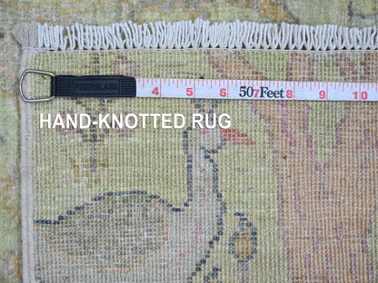 Green 2'5" x 9'9" Oushak / Peshawar Hand knotted Wool Rug - Sku: O020856