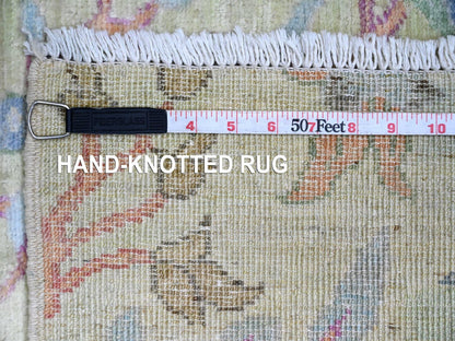 Green 2'9" x 11'8" Oushak / Peshawar Hand knotted Wool Rug - Sku: O020858