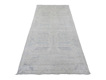 Oushak hand-knotted wool runner in Gray, 4'1" x 8' — SKU O020862
