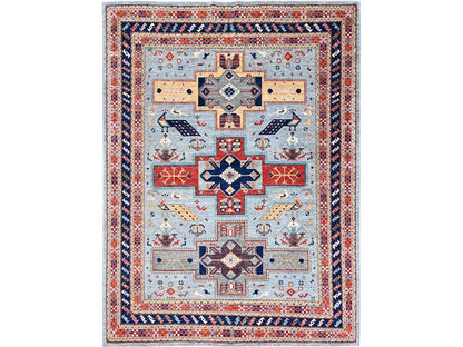 Tribal & Geometric hand-knotted wool rug in Gray & Orange, 8'9" x 11'10" — SKU O02086