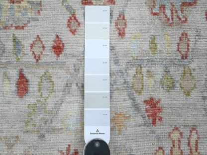 Ivory 4'1" x 10'1" Oushak And Peshawar Hand knotted Wool Rug - Sku: O020877