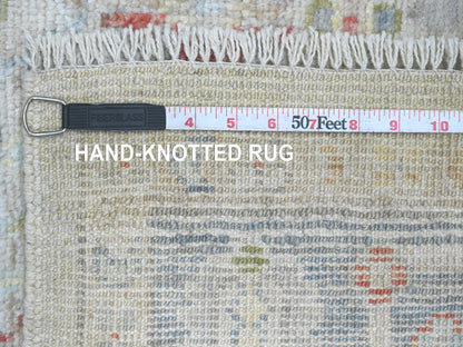 Ivory 4'1" x 10'1" Oushak And Peshawar Hand knotted Wool Rug - Sku: O020877