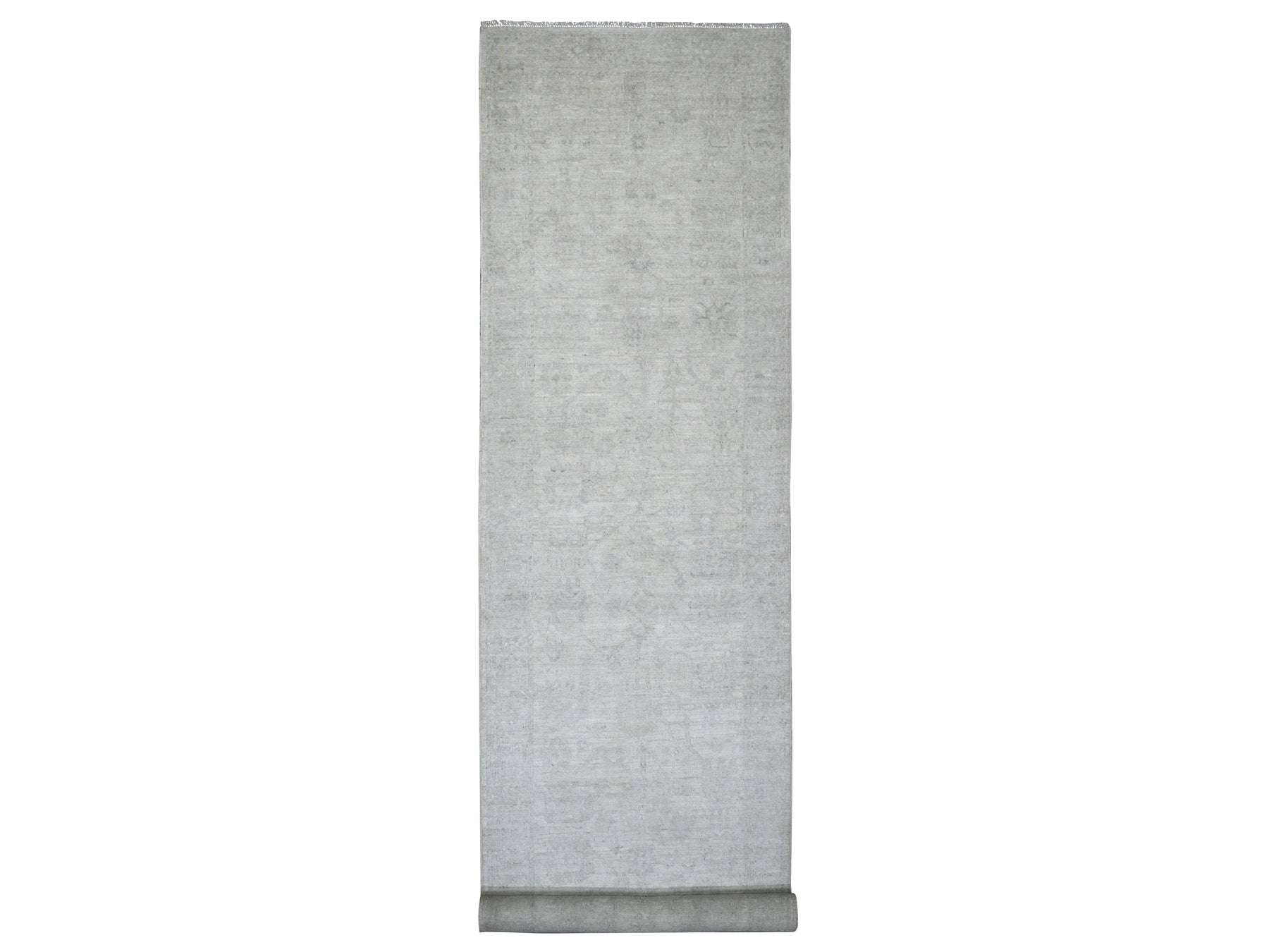 Oushak Oushak hand-knotted wool runner in Ivory & Gray, 4'1" x 19'8" — SKU O020878
