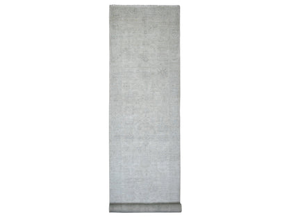 Oushak Oushak hand-knotted wool runner in Ivory & Gray, 4'1" x 19'8" — SKU O020878