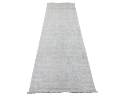 Grey 3'0" x 9'7" Oushak And Peshawar Hand knotted Wool Rug - Sku: O020880