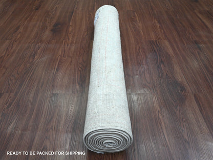Grey 3'0" x 9'7" Oushak And Peshawar Hand knotted Wool Rug - Sku: O020880