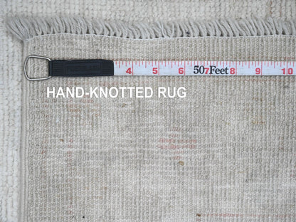 Grey 3'0" x 9'7" Oushak And Peshawar Hand knotted Wool Rug - Sku: O020880