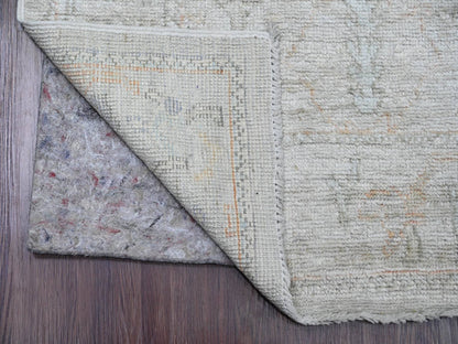 Grey 2'7" x 12'6" Oushak And Peshawar Hand knotted Wool Rug - Sku: O020882