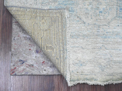 Blue 2'10" x 9'7" Oushak And Peshawar Hand knotted Wool Rug - Sku: O020884