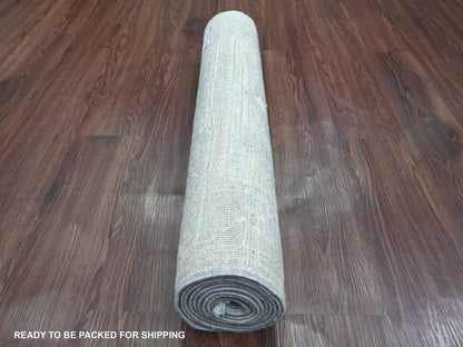 Blue 2'10" x 9'7" Oushak And Peshawar Hand knotted Wool Rug - Sku: O020884