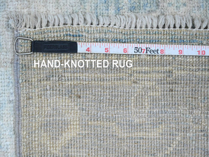 Blue 2'10" x 9'7" Oushak And Peshawar Hand knotted Wool Rug - Sku: O020884