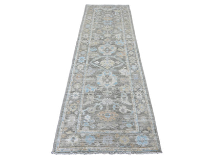 Oushak Oushak hand-knotted wool runner in Gray, 3' x 9'8" — SKU O020887