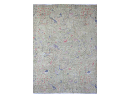 Green 8'10" x 12'3" Oushak And Peshawar Hand knotted Wool Rug - Sku: O020889