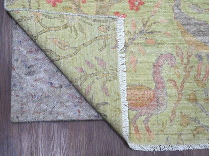 Green 8'10" x 12'3" Oushak And Peshawar Hand knotted Wool Rug - Sku: O020889