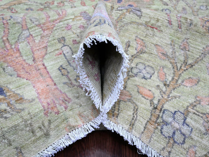 Green 8'10" x 12'3" Oushak And Peshawar Hand knotted Wool Rug - Sku: O020889