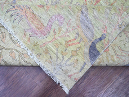 Green 8'10" x 12'3" Oushak And Peshawar Hand knotted Wool Rug - Sku: O020889