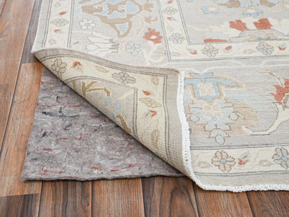 Grey 9'3" x 11'10" Oushak And Peshawar Hand knotted Wool Rug - Sku: O02088