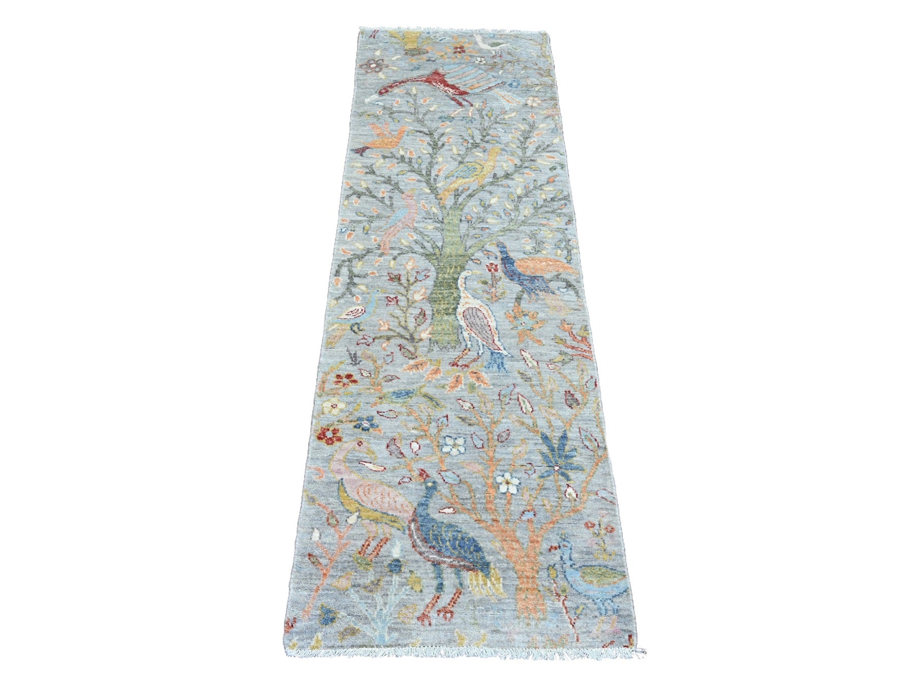 Gray 2'0" x 6'2" Oushak / Peshawar Hand knotted Wool Rug - Sku: O020893