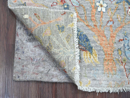 Grey 2'0" x 6'2" Oushak And Peshawar Hand knotted Wool Rug - Sku: O020893