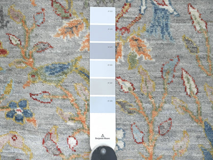 Grey 2'0" x 6'2" Oushak And Peshawar Hand knotted Wool Rug - Sku: O020893