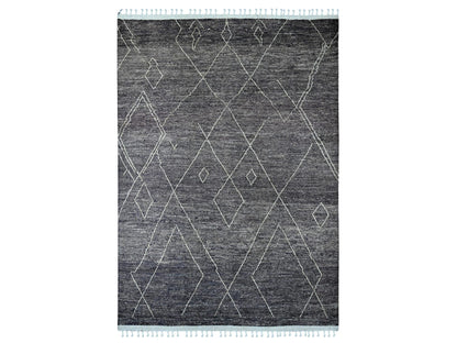Black 8'11" x 12'8" Tribal & Geometric Hand knotted Wool Rug - Sku: O020895