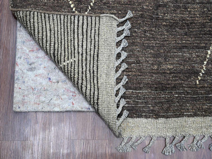 Black 8'11" x 12'8" Tribal & Geometric Hand knotted Wool Rug - Sku: O020895