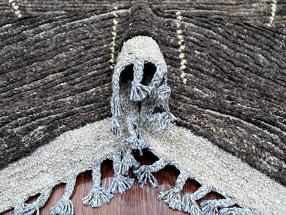 Black 8'11" x 12'8" Tribal & Geometric Hand knotted Wool Rug - Sku: O020895